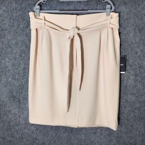 Dkny Women Skirt 16 Straight Belt‎ Pleated Stretch Slit Business Office Career